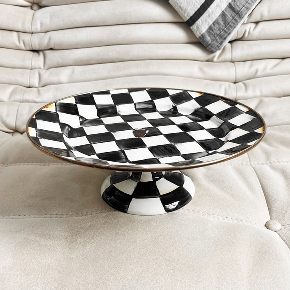 Rare Older Mackenzie-Childs Metal And Enamel Fluted Cake Stand Pedestal - Picture 1 of 10